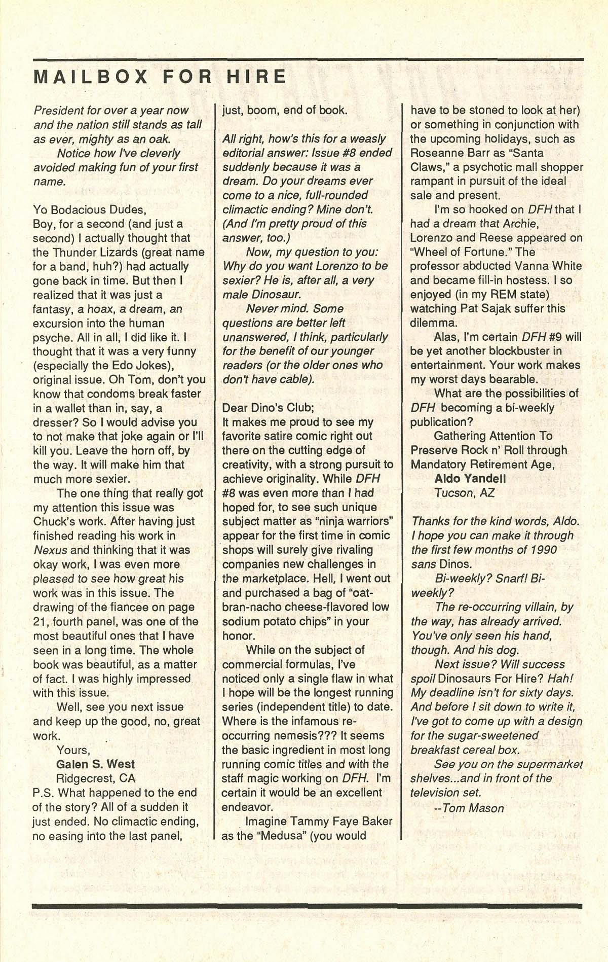 Read online Dinosaurs For Hire (1988) comic -  Issue #9 - 32