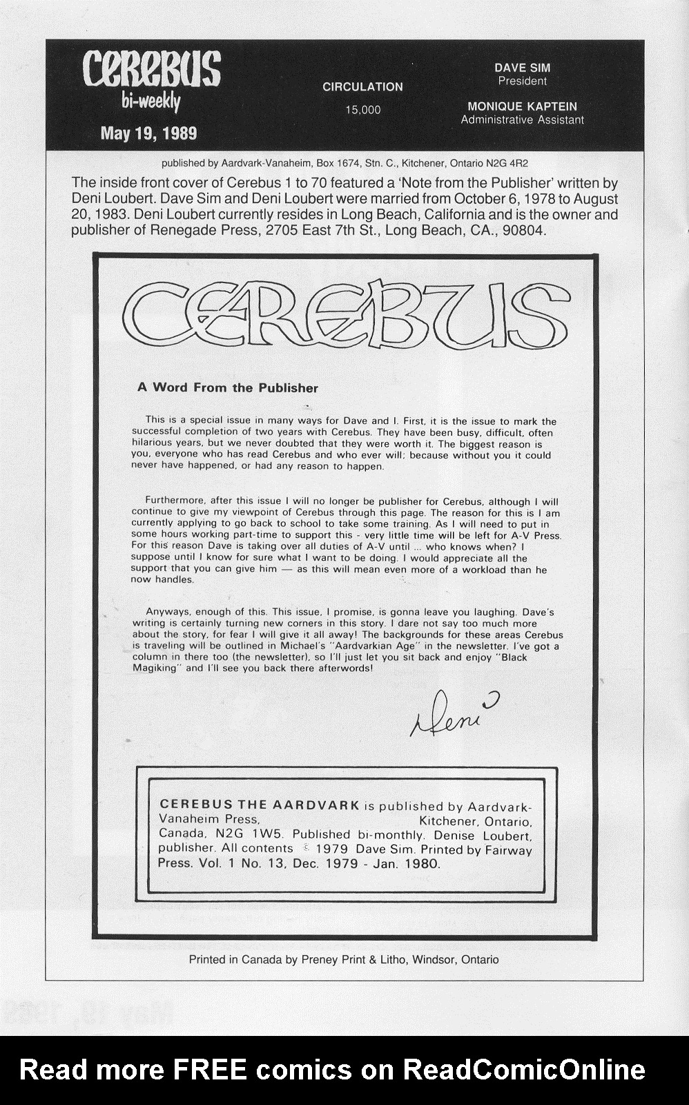 Read online Cerebus comic -  Issue #13 - 2