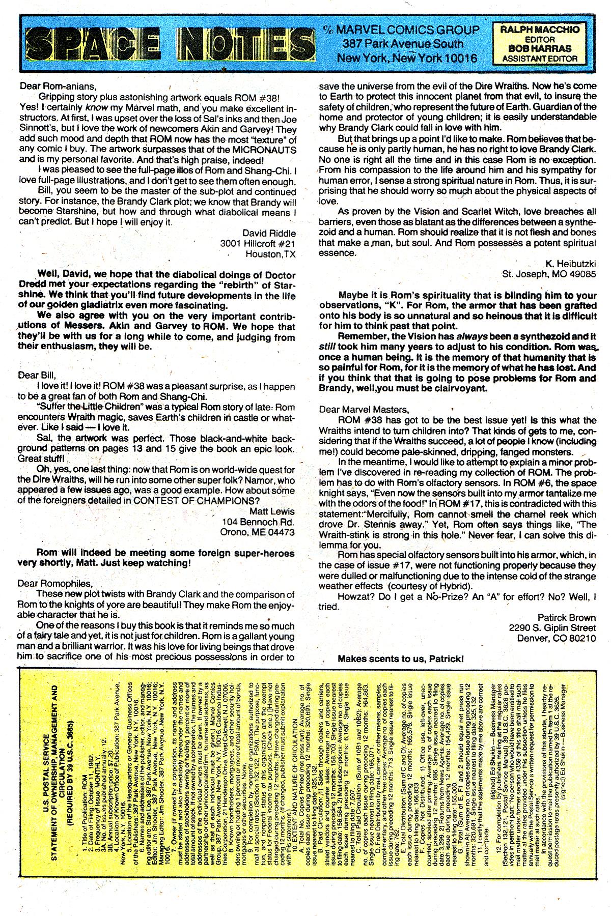 Read online ROM (1979) comic -  Issue #42 - 25