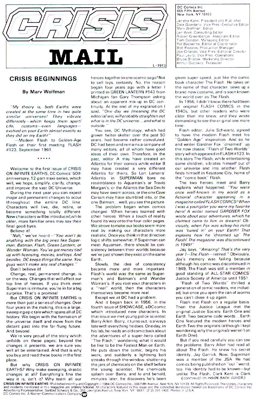 Read online Crisis on Infinite Earths (1985) comic -  Issue #1 - 2