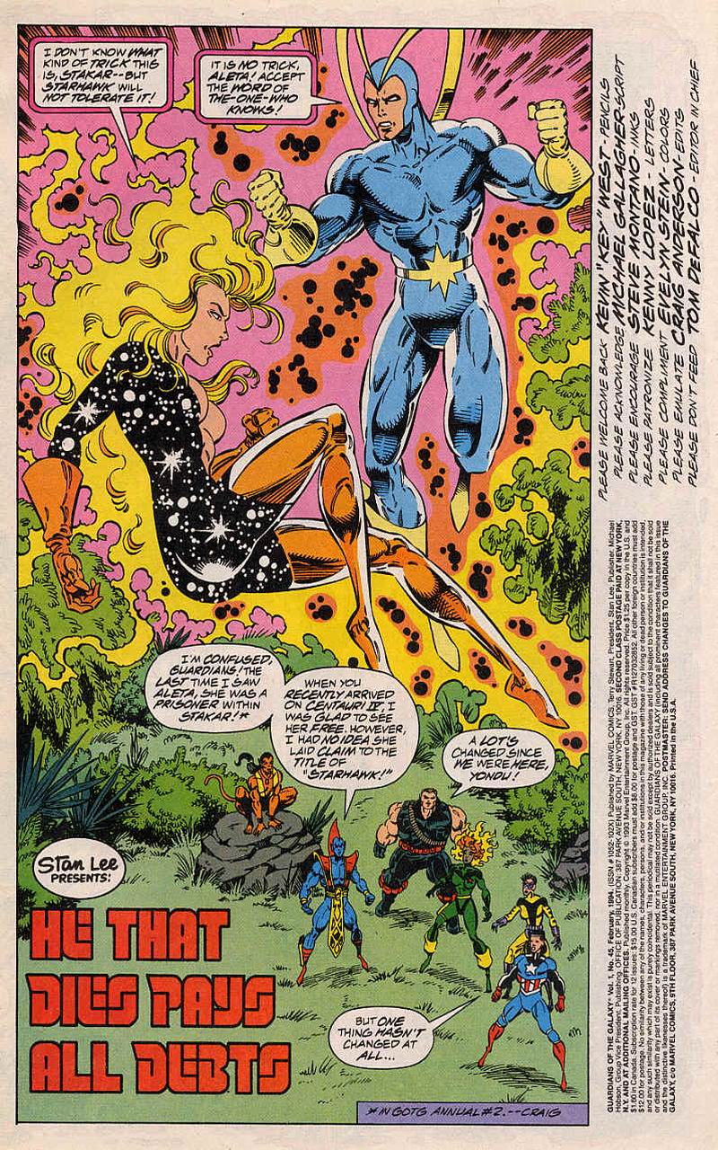 Read online Guardians of the Galaxy (1990) comic -  Issue #45 - 2