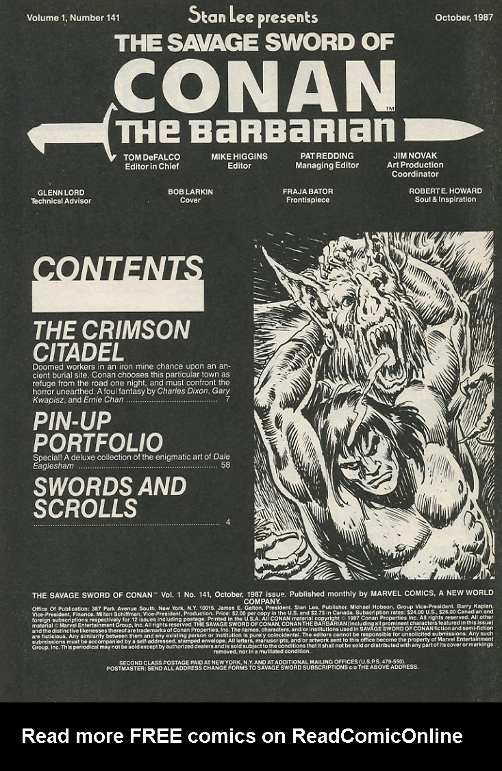 Read online The Savage Sword Of Conan comic -  Issue #141 - 3