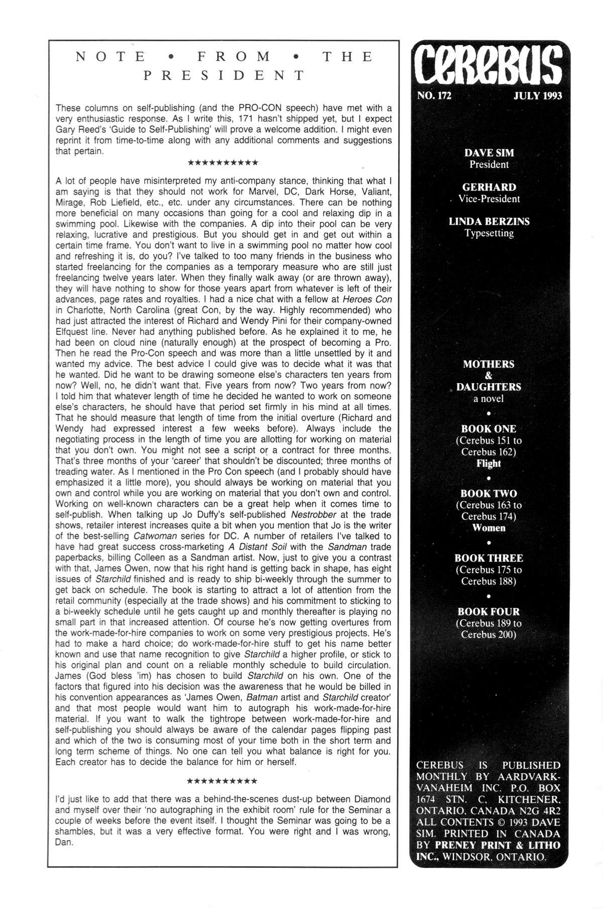 Read online Cerebus comic -  Issue #172 - 2