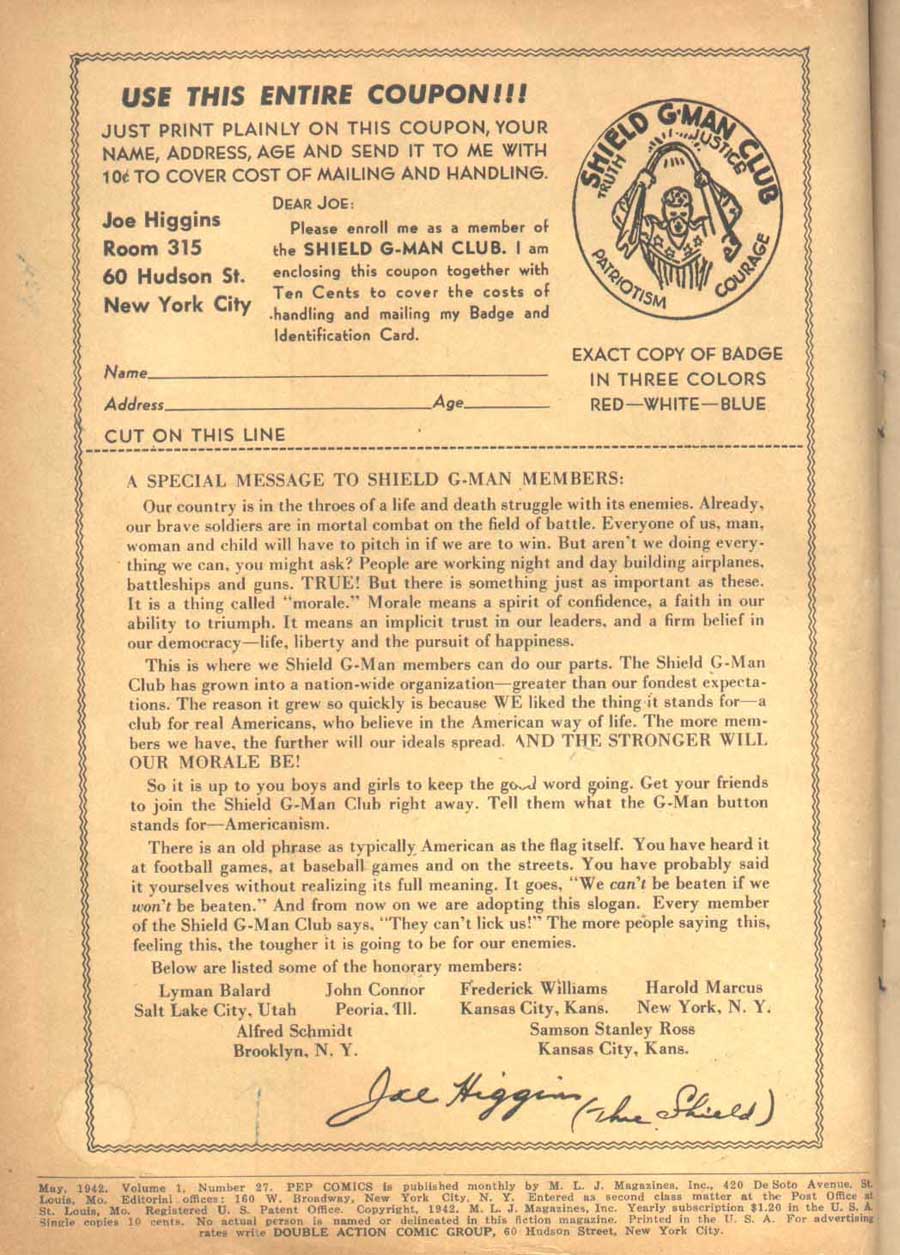 Read online Pep Comics comic -  Issue #27 - 2