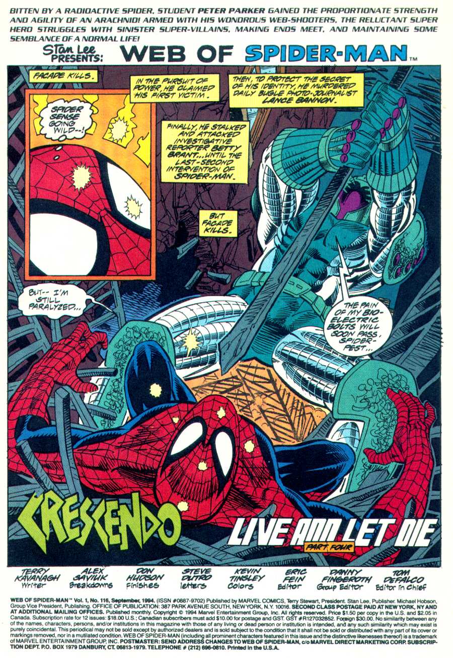 Read online Web of Spider-Man (1985) comic -  Issue #116 - 2