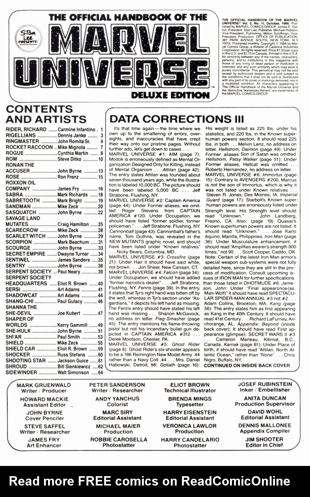 Read online The Official Handbook of the Marvel Universe Deluxe Edition comic -  Issue #11 - 2