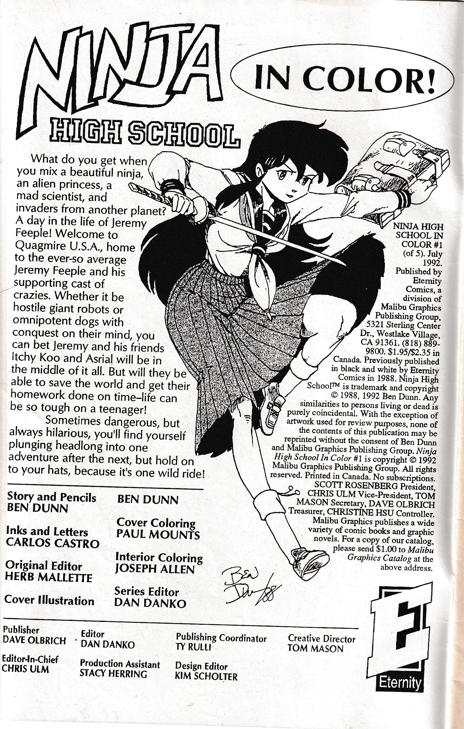 Read online Ninja High School In Color comic -  Issue #1 - 2
