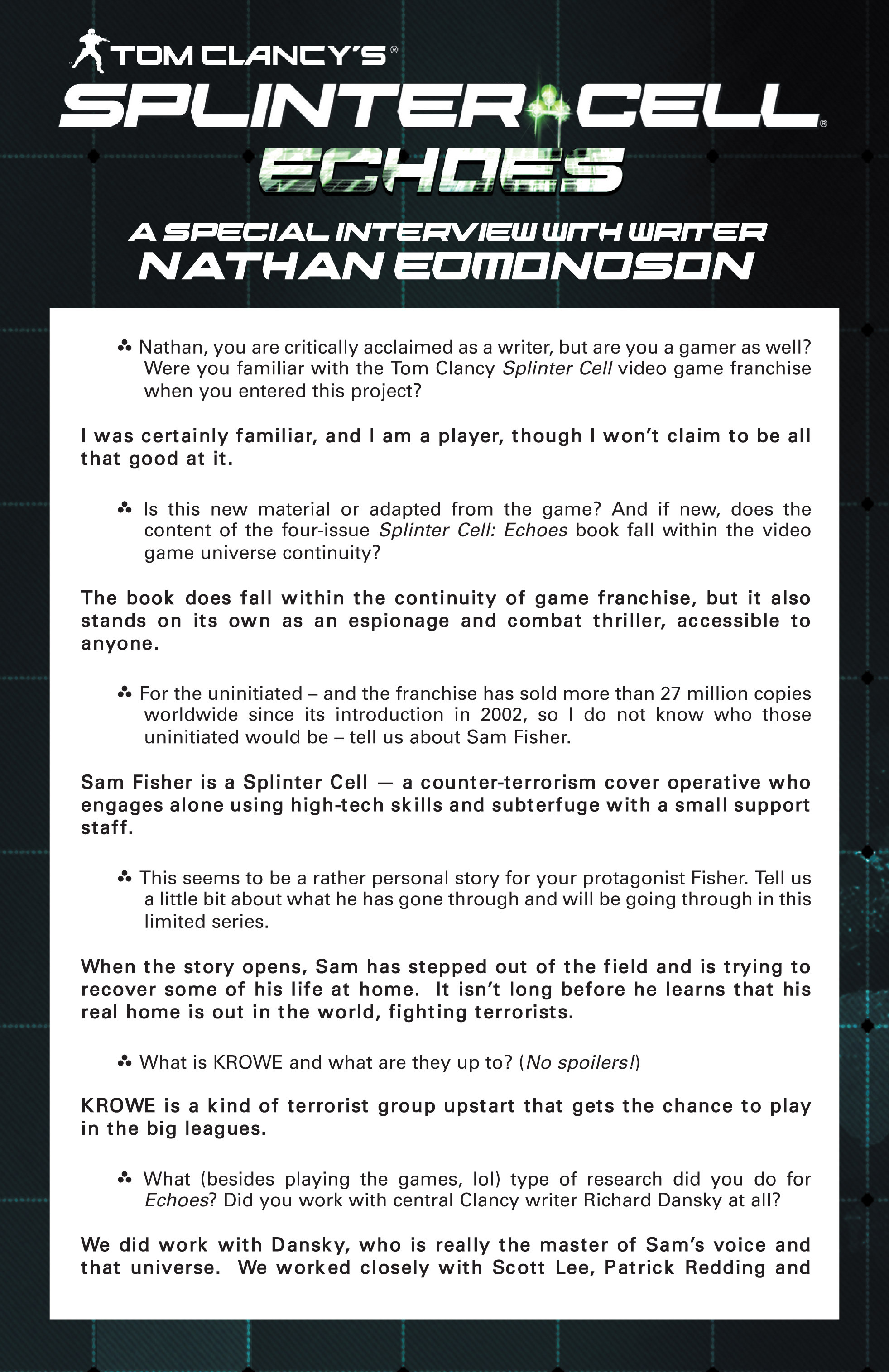 Read online Tom Clancy's Splinter Cell: Echoes comic -  Issue #1 - 25