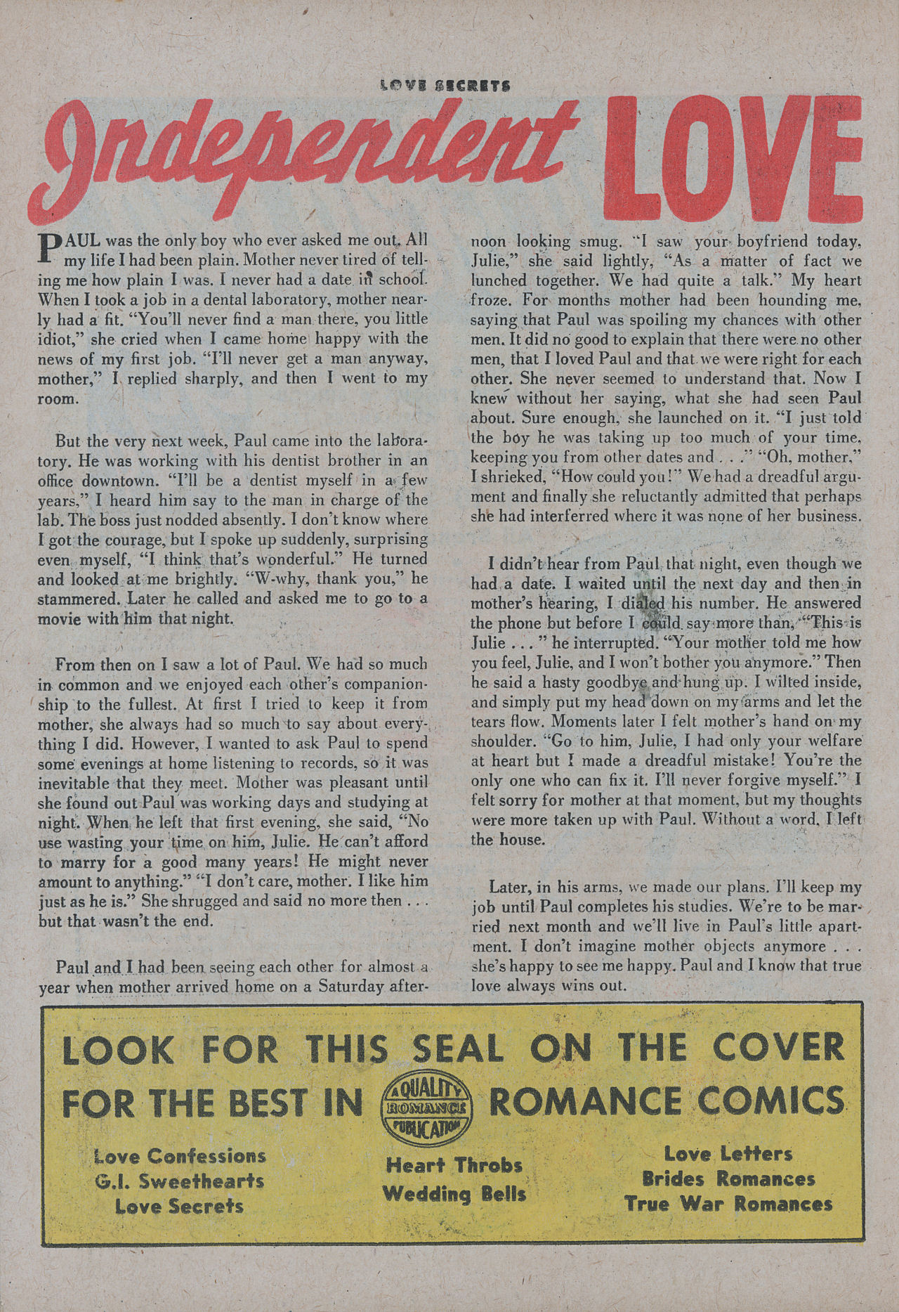 Read online Love Secrets (1953) comic -  Issue #46 - 26