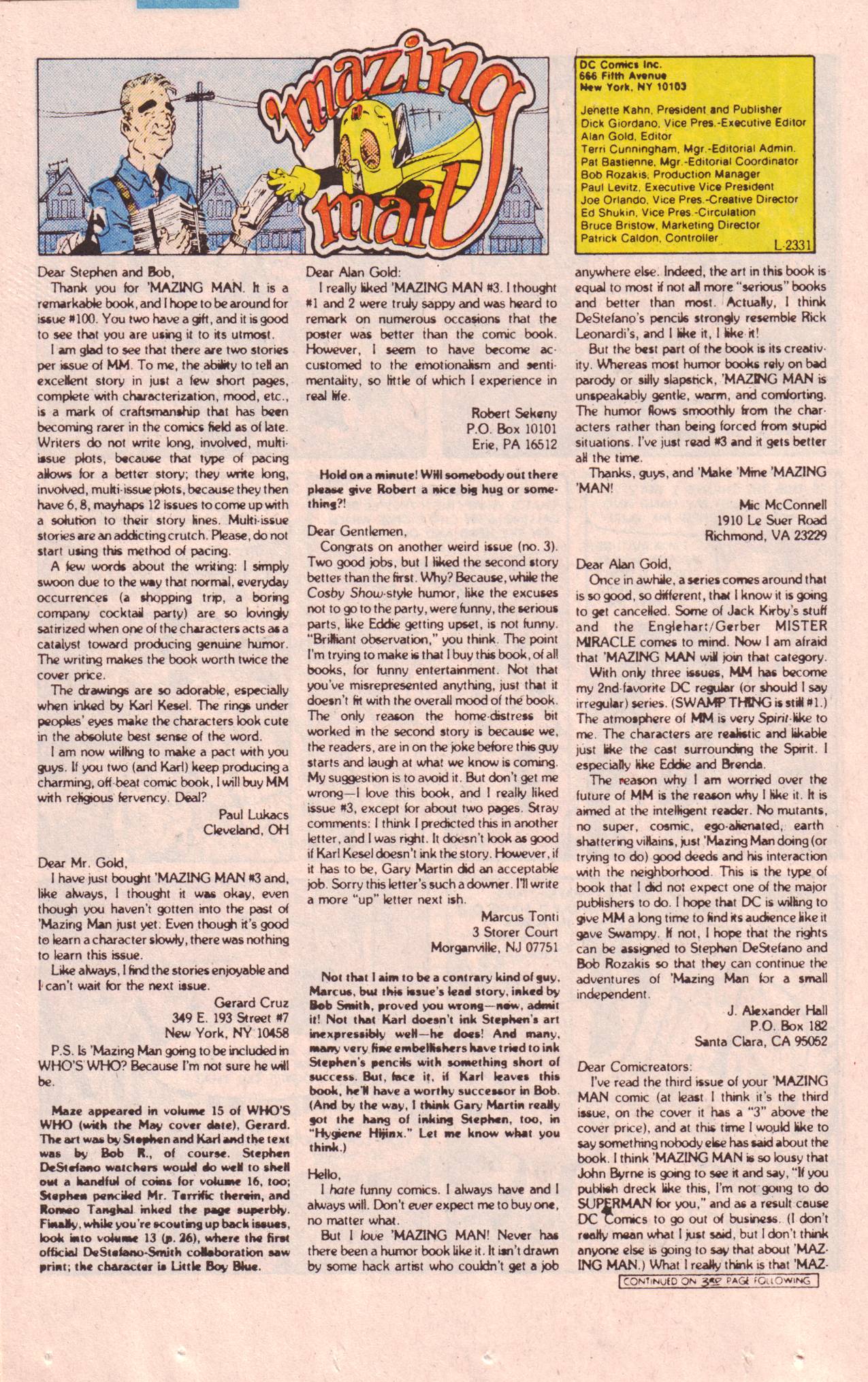 Read online 'Mazing Man comic -  Issue #7 - 17