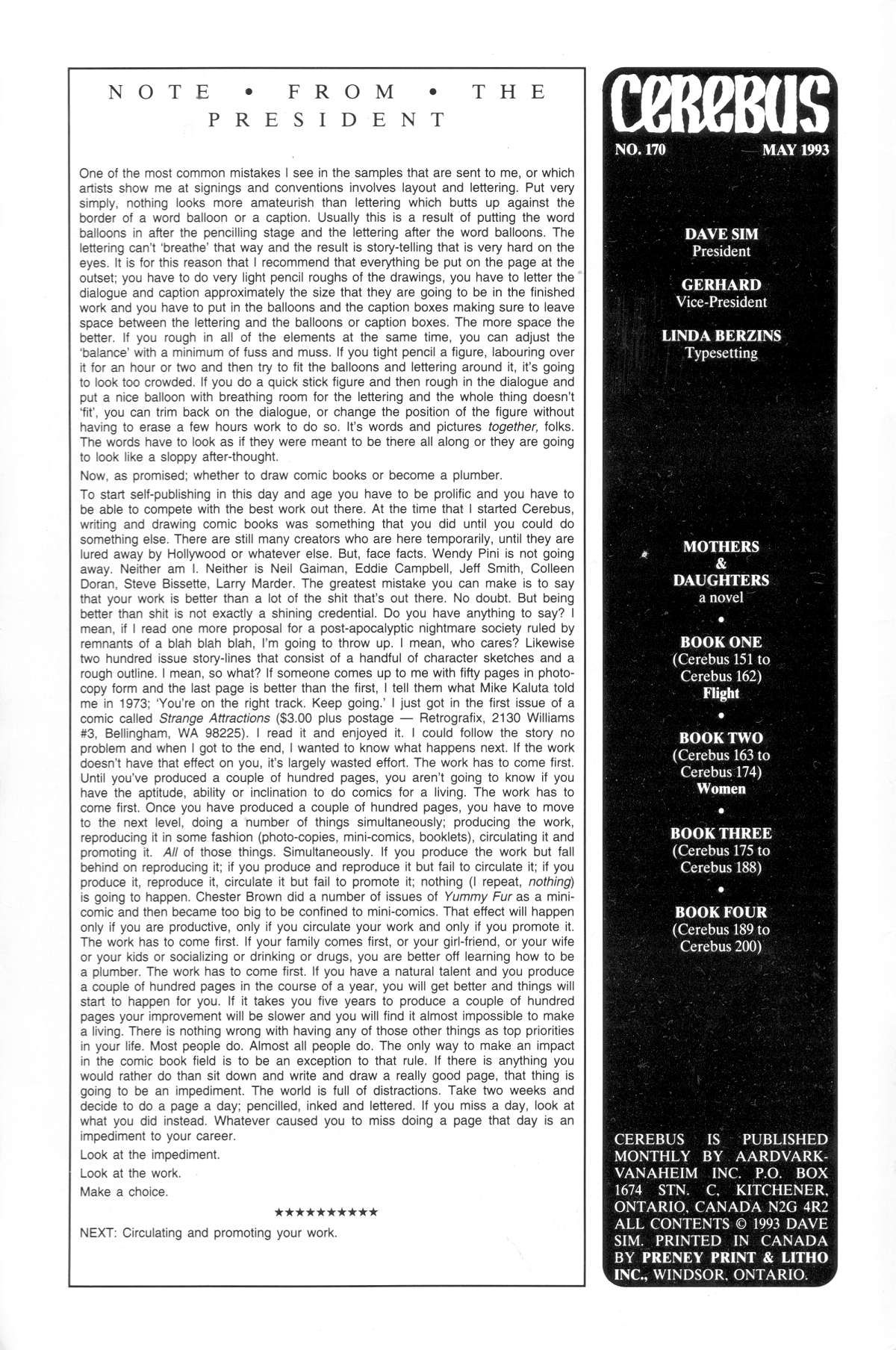 Read online Cerebus comic -  Issue #170 - 2