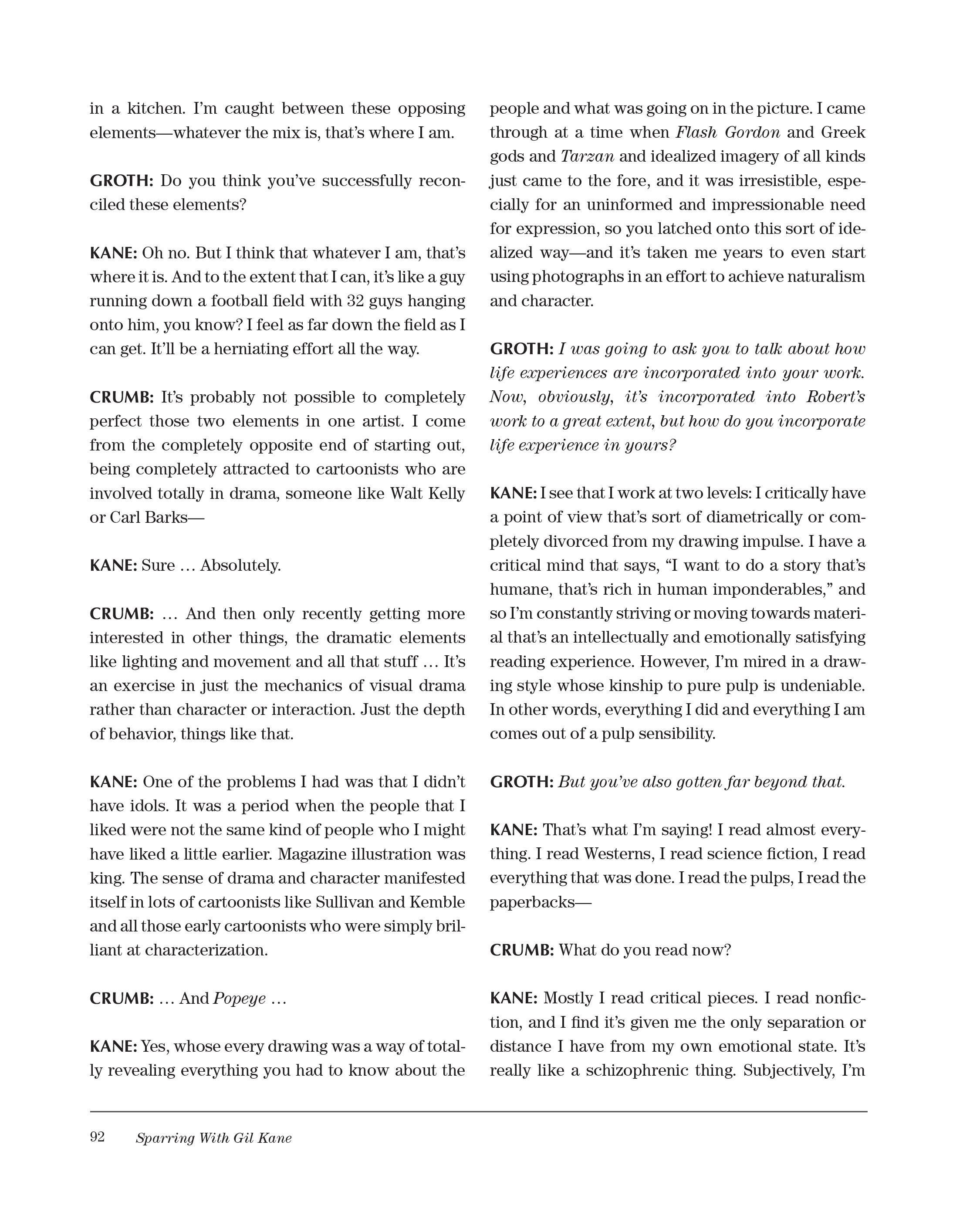 Read online Sparring With Gil Kane: Colloquies On Comic Art and Aesthetics comic -  Issue # TPB (Part 1) - 92