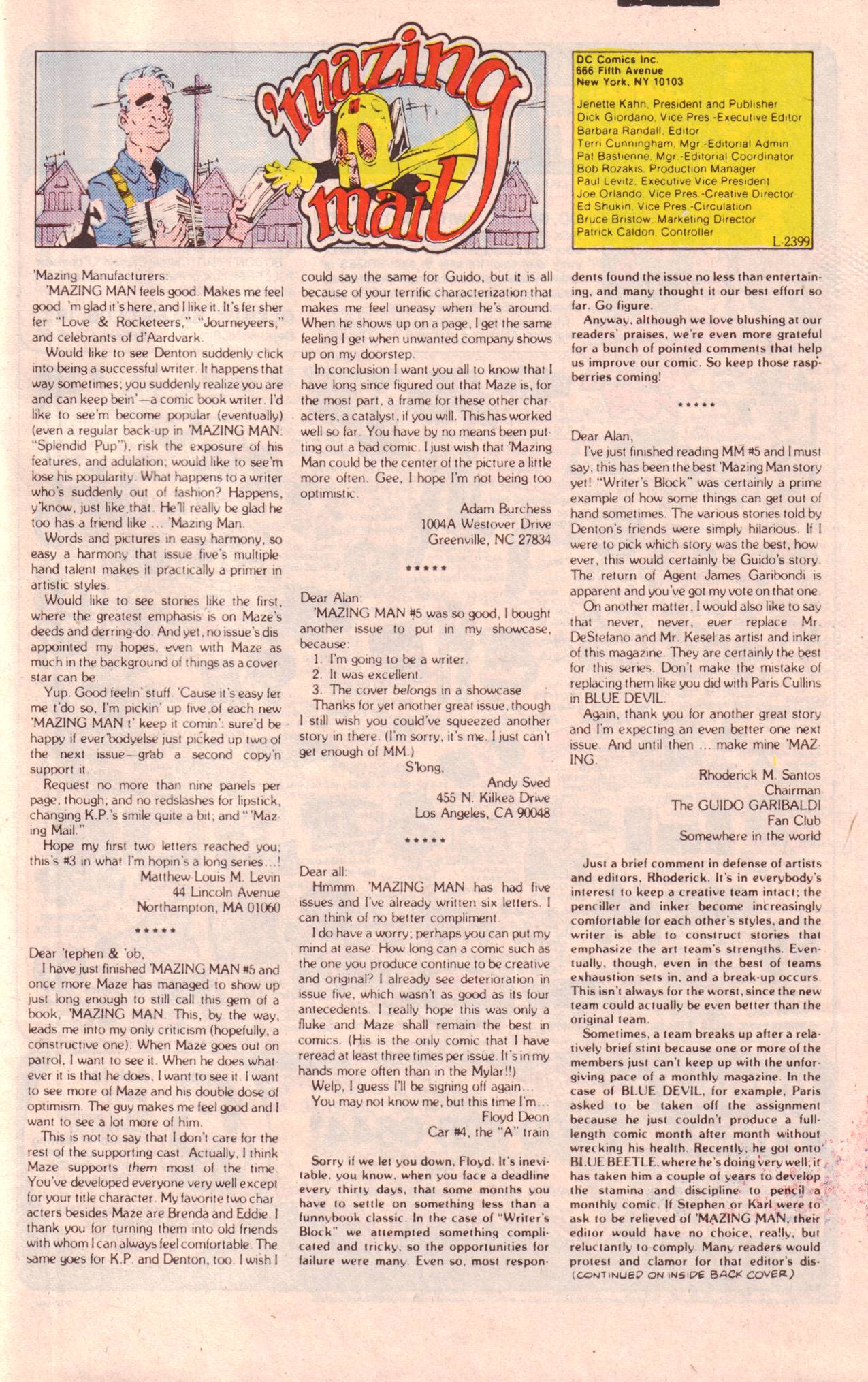 Read online 'Mazing Man comic -  Issue #9 - 25