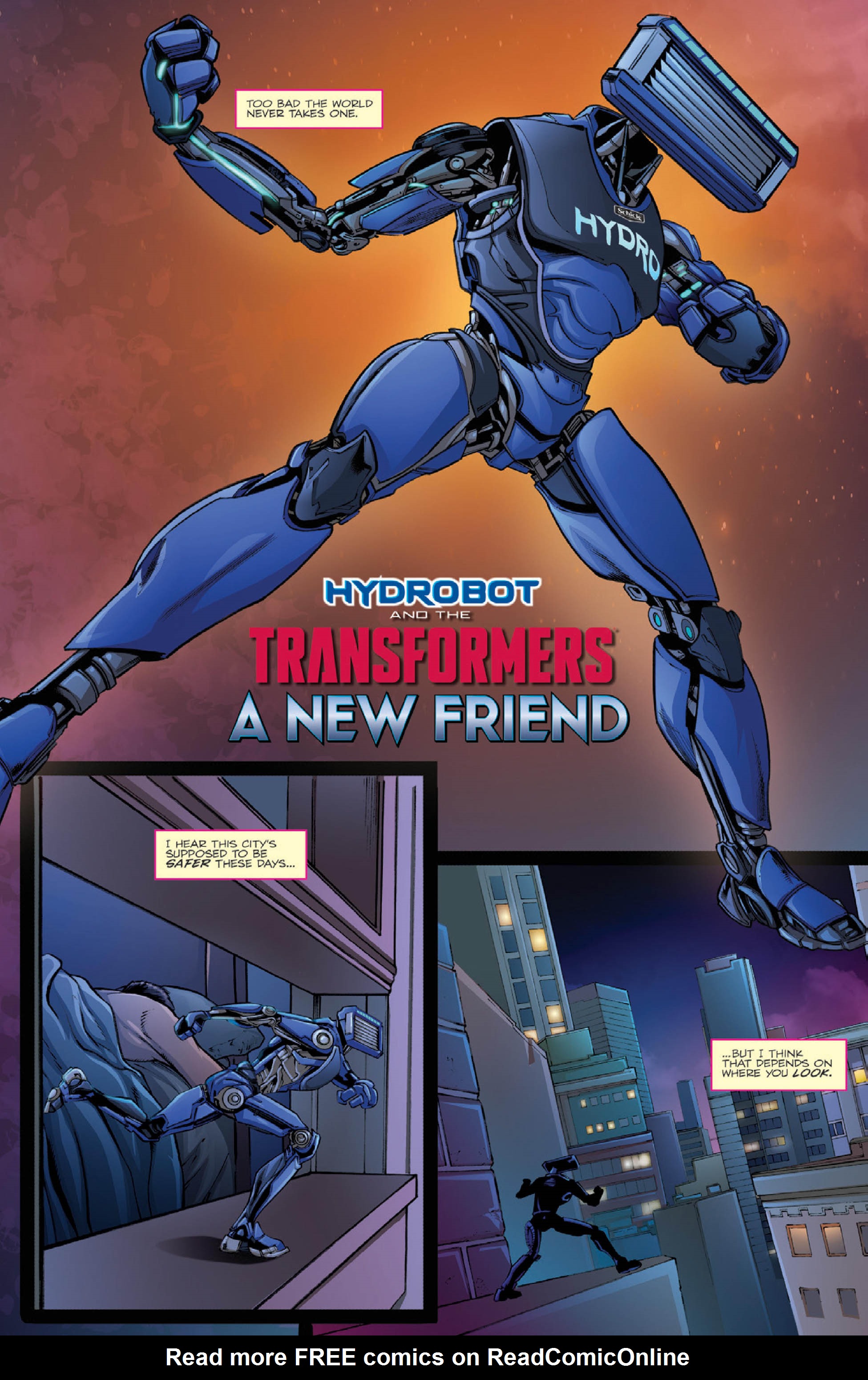 Read online Schick Hydrobot & the Transformers: A New Friend comic -  Issue # Full - 4