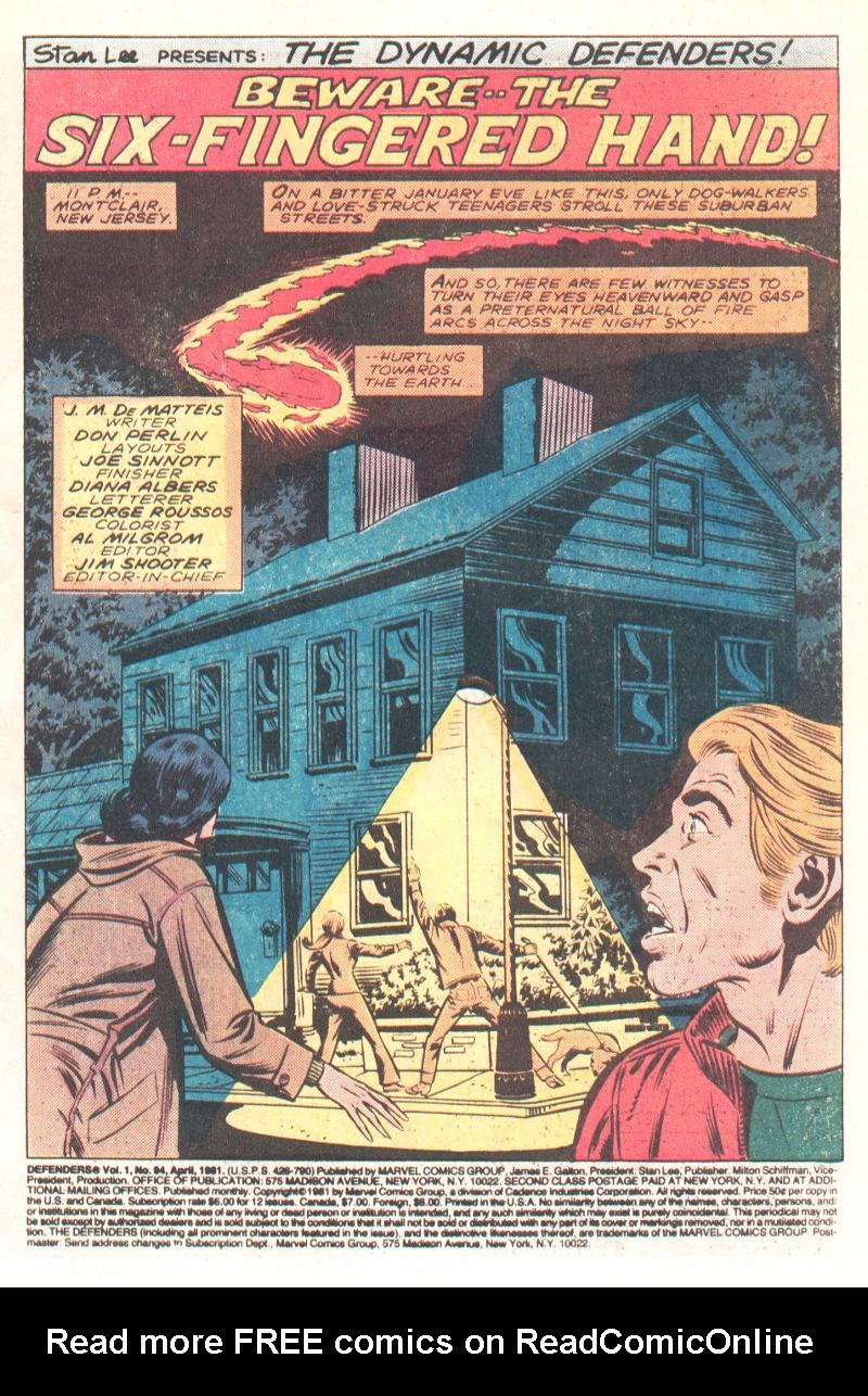 Read online The Defenders (1972) comic -  Issue #94 - 2