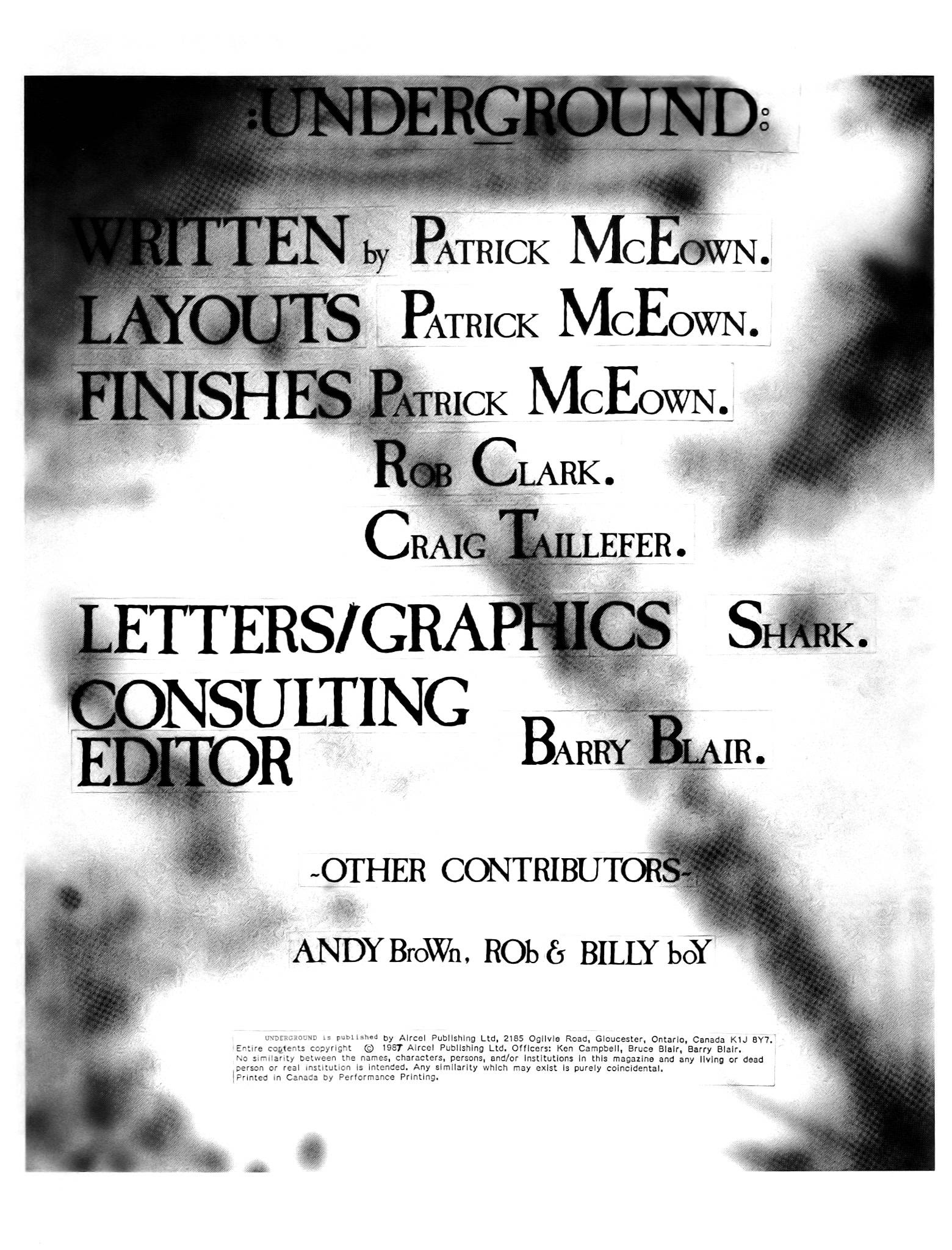 Read online Underground (1987) comic -  Issue # Full - 2