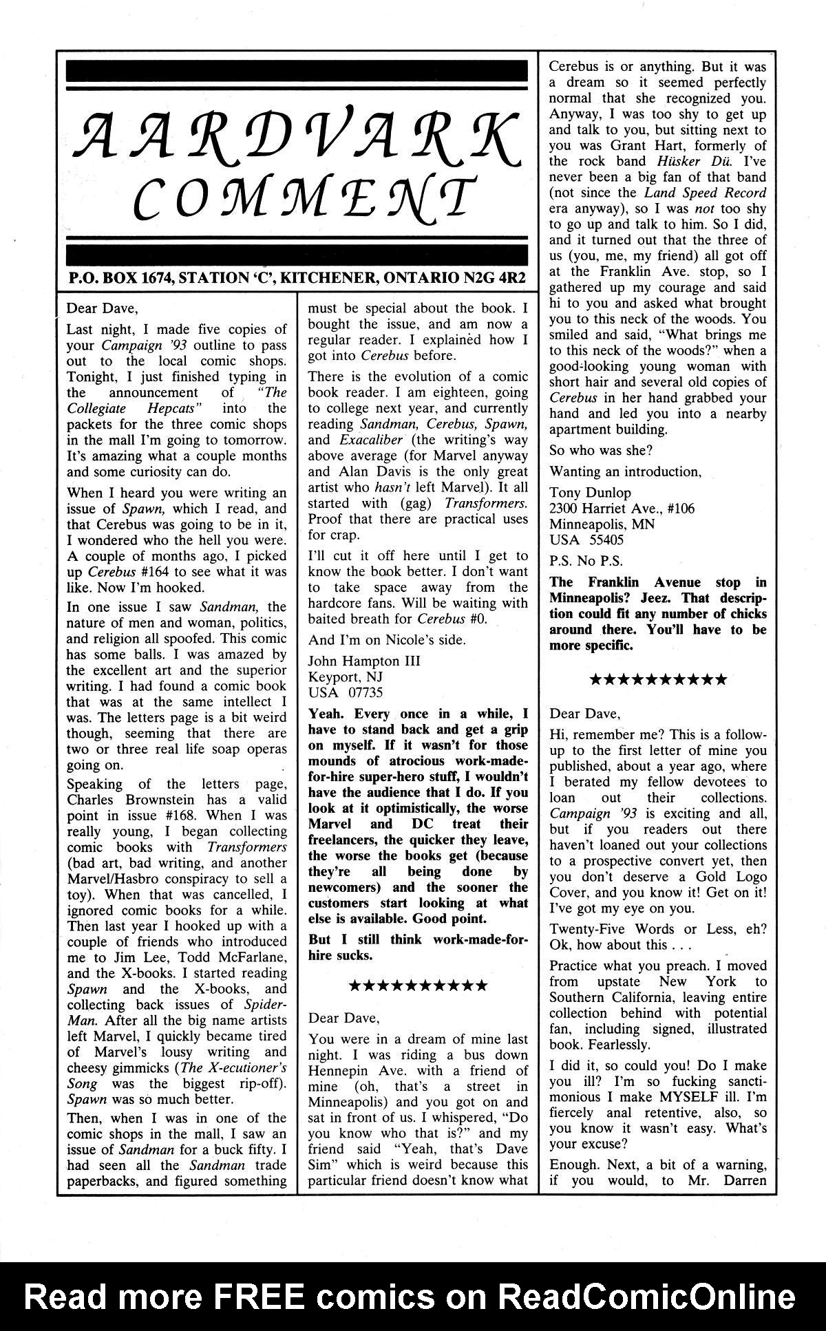Read online Cerebus comic -  Issue #172 - 20