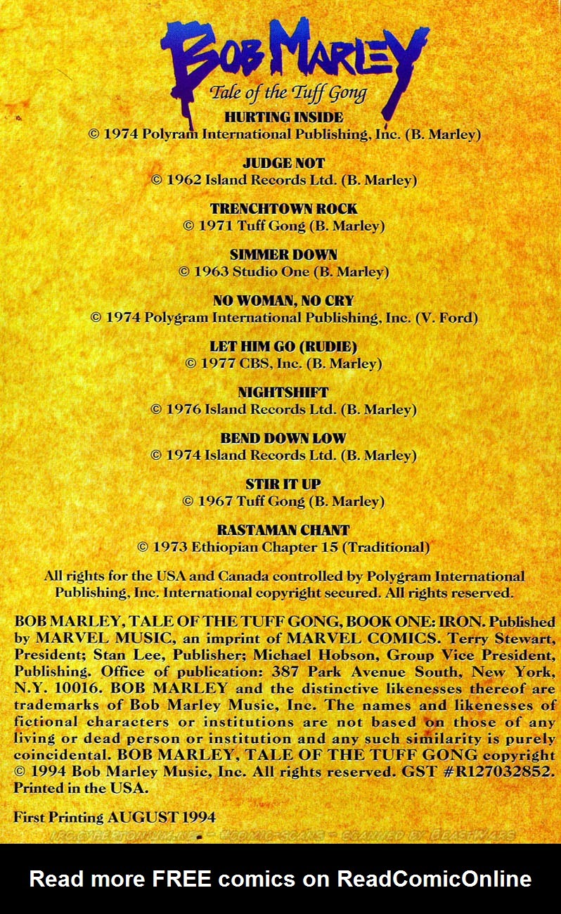 Read online Bob Marley: Tale of the Tuff Gong comic -  Issue #1 - 3