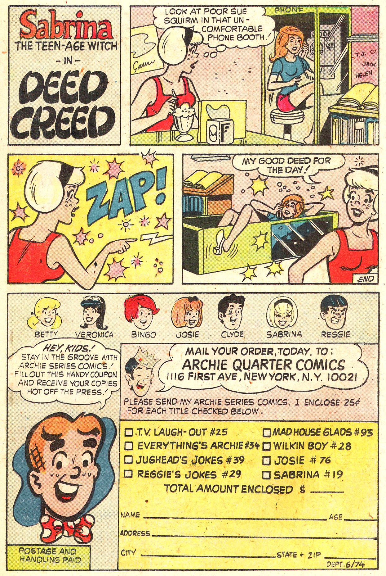 Read online Sabrina The Teenage Witch (1971) comic -  Issue #19 - 23