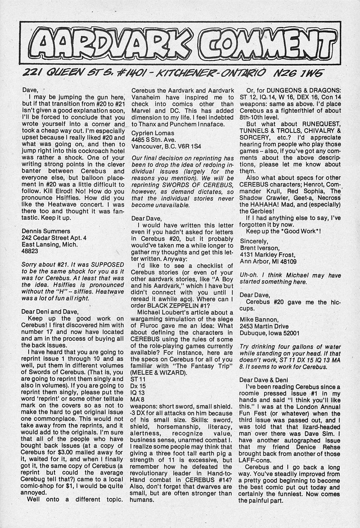 Read online Cerebus comic -  Issue #23 - 25