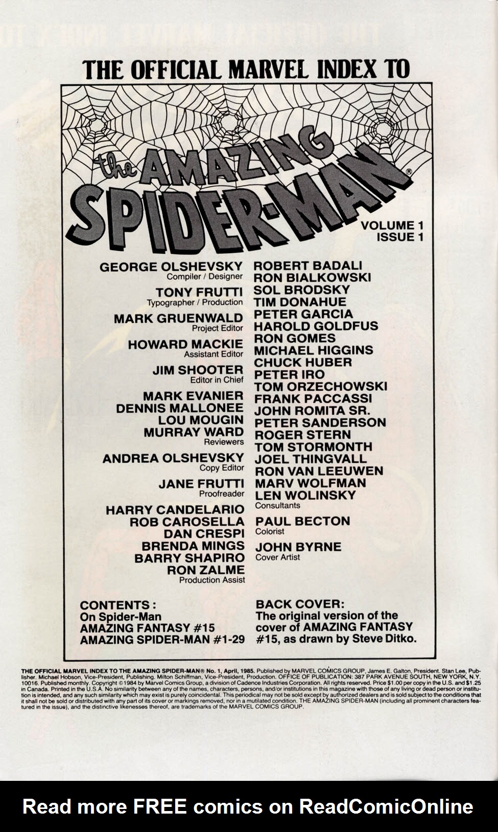 Read online The Official Marvel Index to The Amazing Spider-Man comic -  Issue #1 - 2