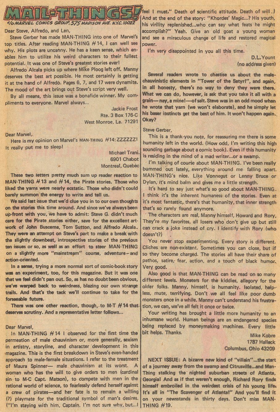 Read online Man-Thing (1974) comic -  Issue #18 - 14