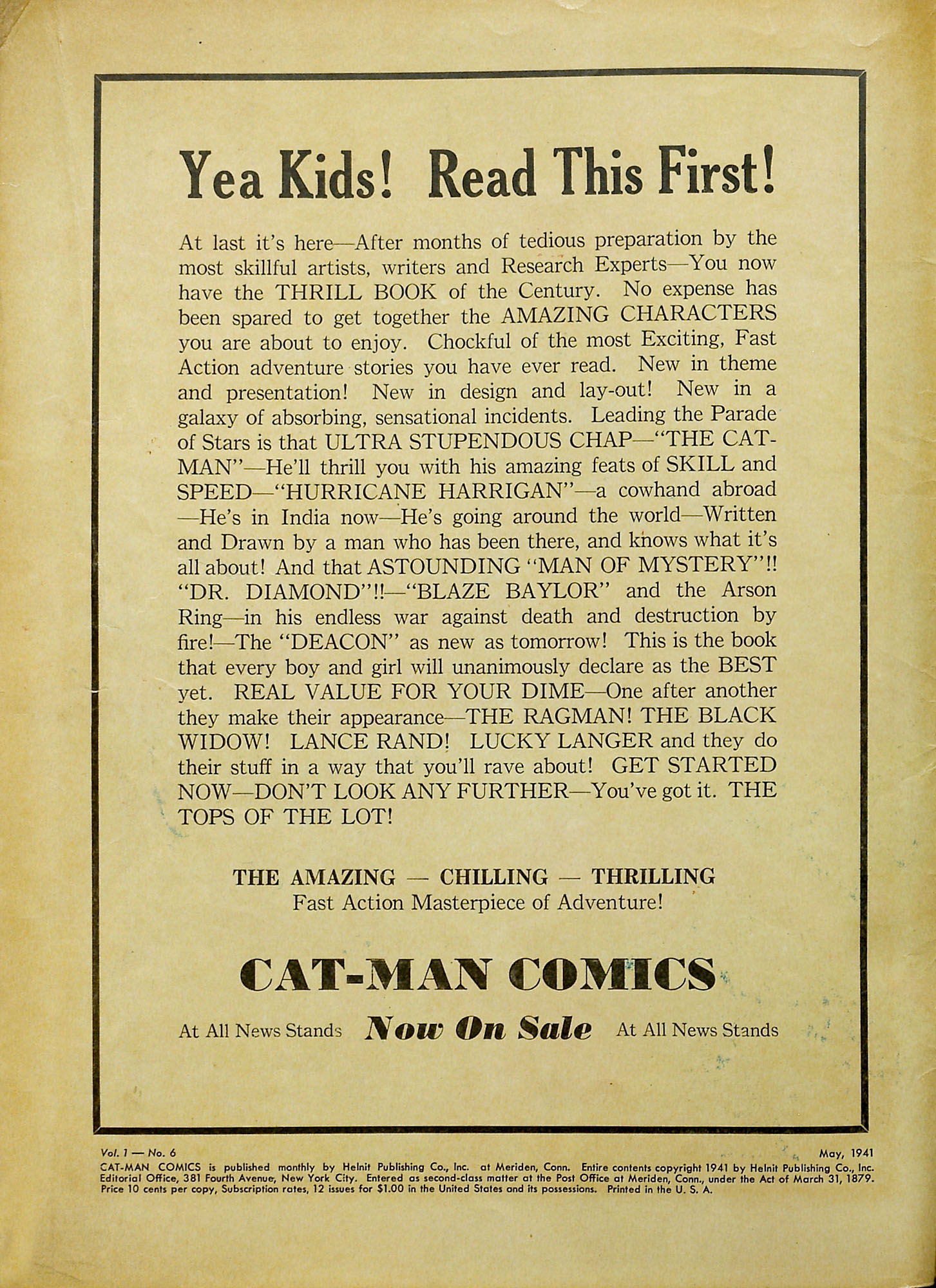 Read online Cat-Man Comics comic -  Issue #1 - 2