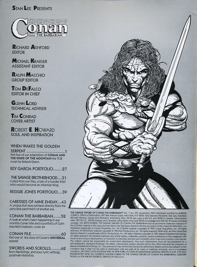Read online The Savage Sword Of Conan comic -  Issue #215 - 2