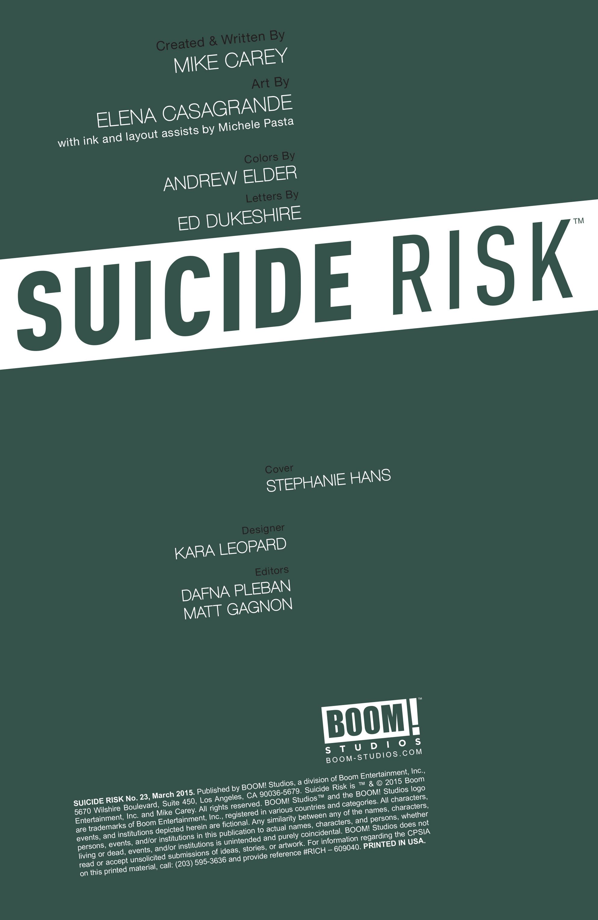 Read online Suicide Risk comic -  Issue #23 - 2