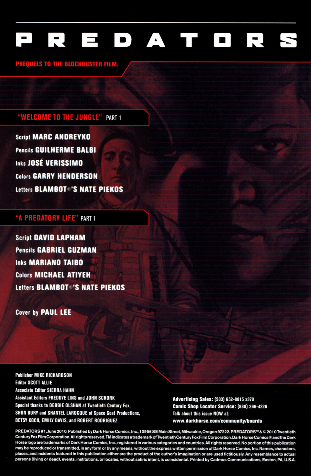 Read online Predators (2010) comic -  Issue #1 - 2