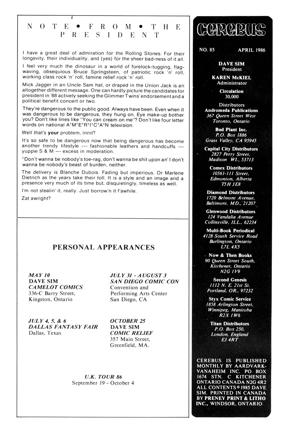 Read online Cerebus comic -  Issue #85 - 2