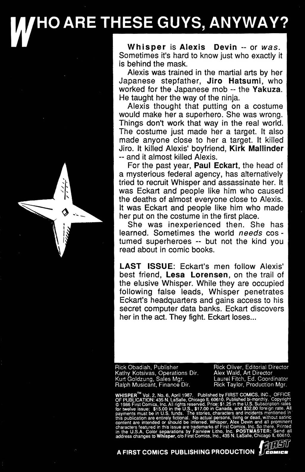Read online Whisper (1986) comic -  Issue #6 - 2