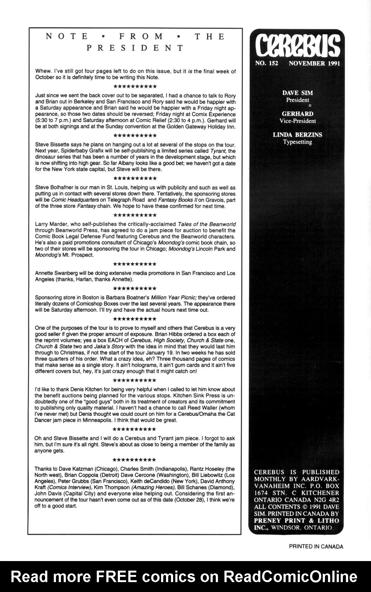 Read online Cerebus comic -  Issue #152 - 2