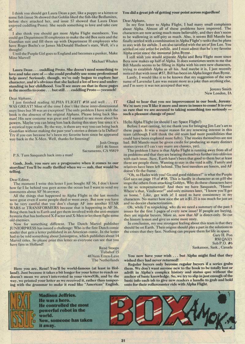 Read online Alpha Flight (1983) comic -  Issue #62 - 31