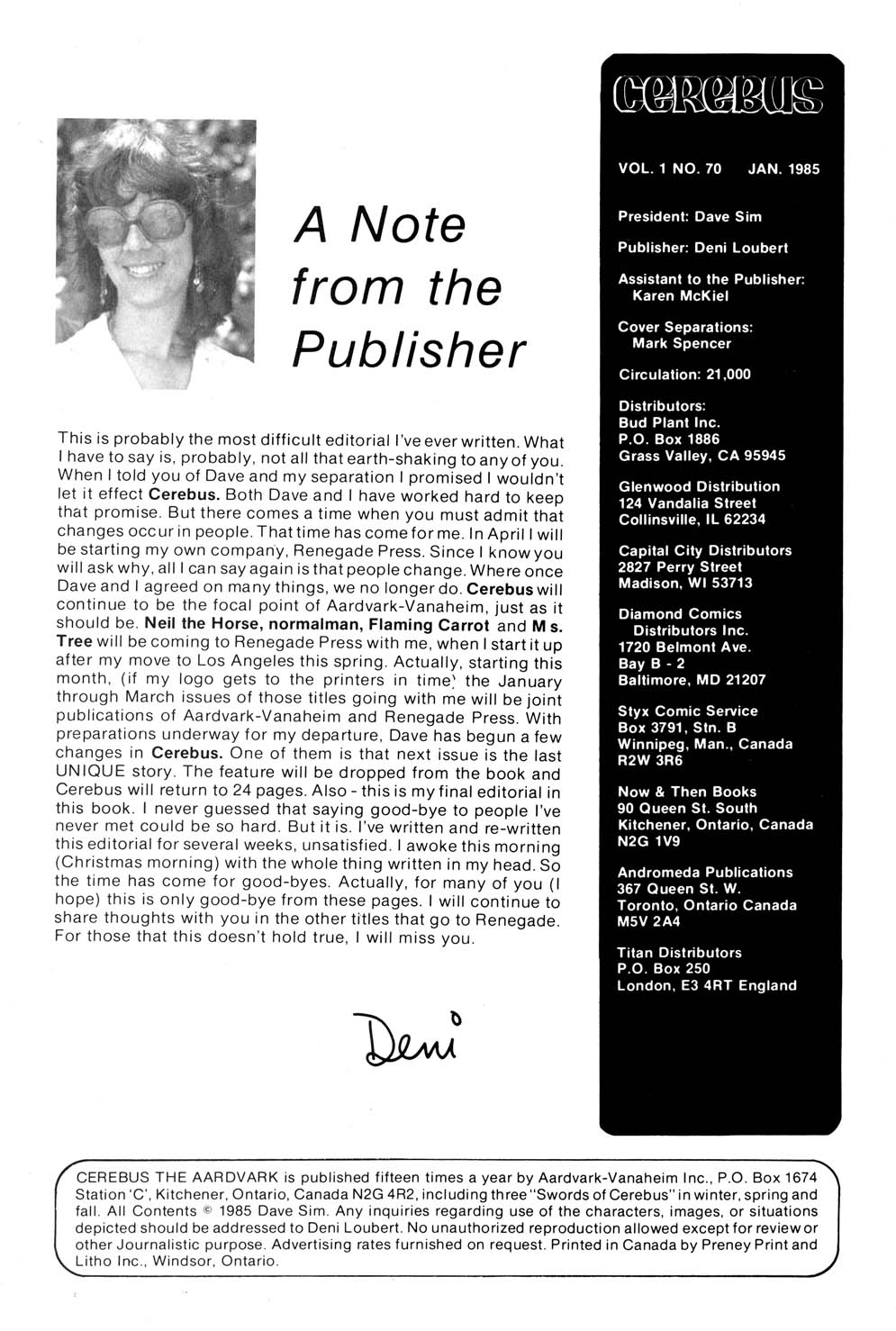 Read online Cerebus comic -  Issue #70 - 2