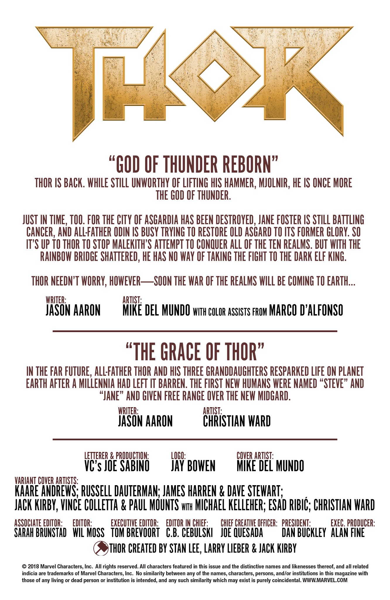 Read online Thor (2018) comic -  Issue #1 - 2