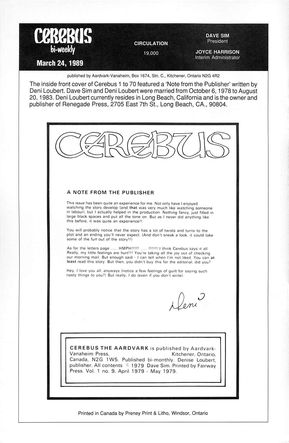 Read online Cerebus comic -  Issue #9 - 2