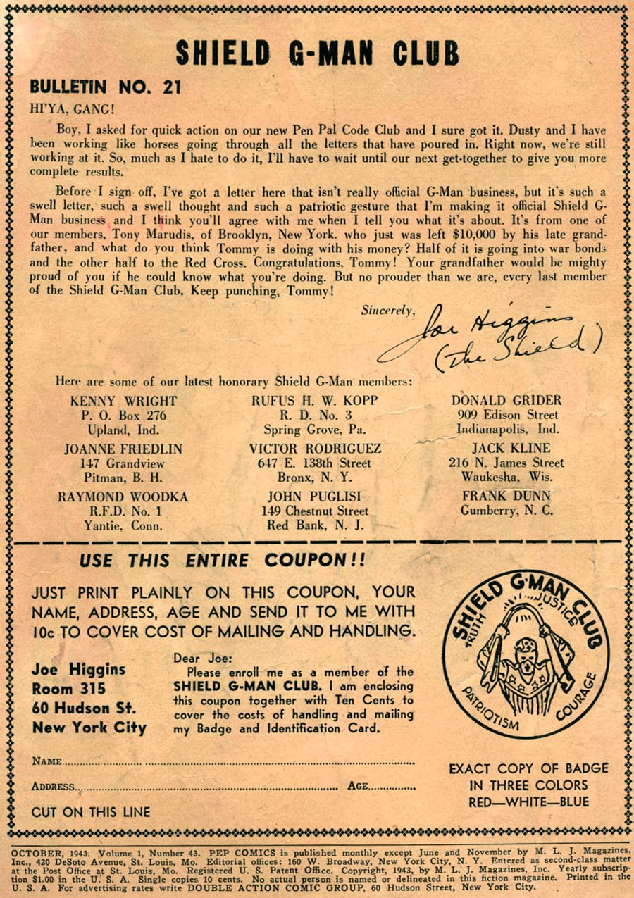 Read online Pep Comics comic -  Issue #43 - 2