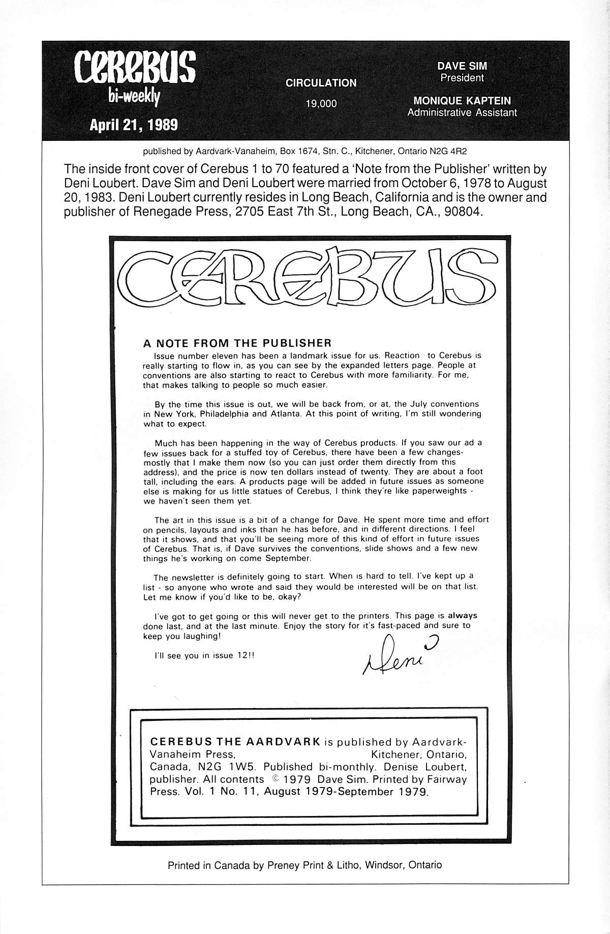 Read online Cerebus comic -  Issue #11 - 2