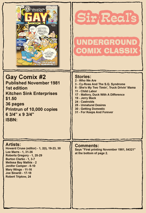 Read online Gay Comix (Gay Comics) comic -  Issue #2 - 1