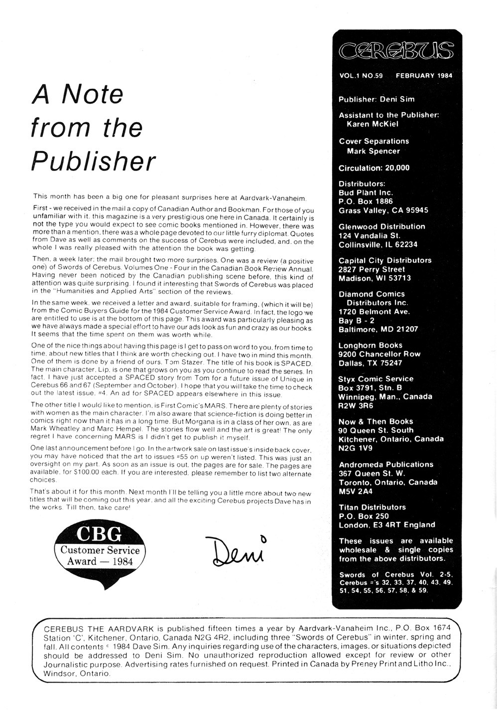 Read online Cerebus comic -  Issue #59 - 2