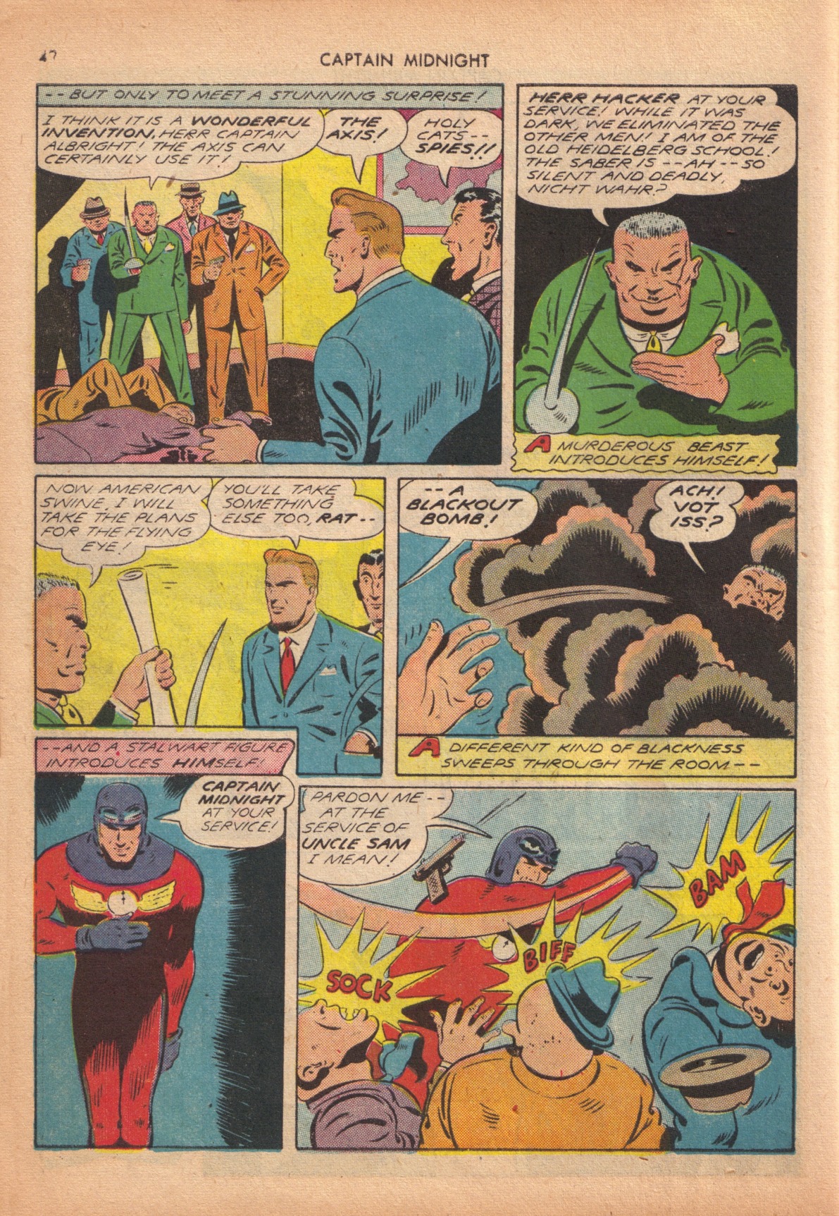 Read online Captain Midnight (1942) comic -  Issue #10 - 38