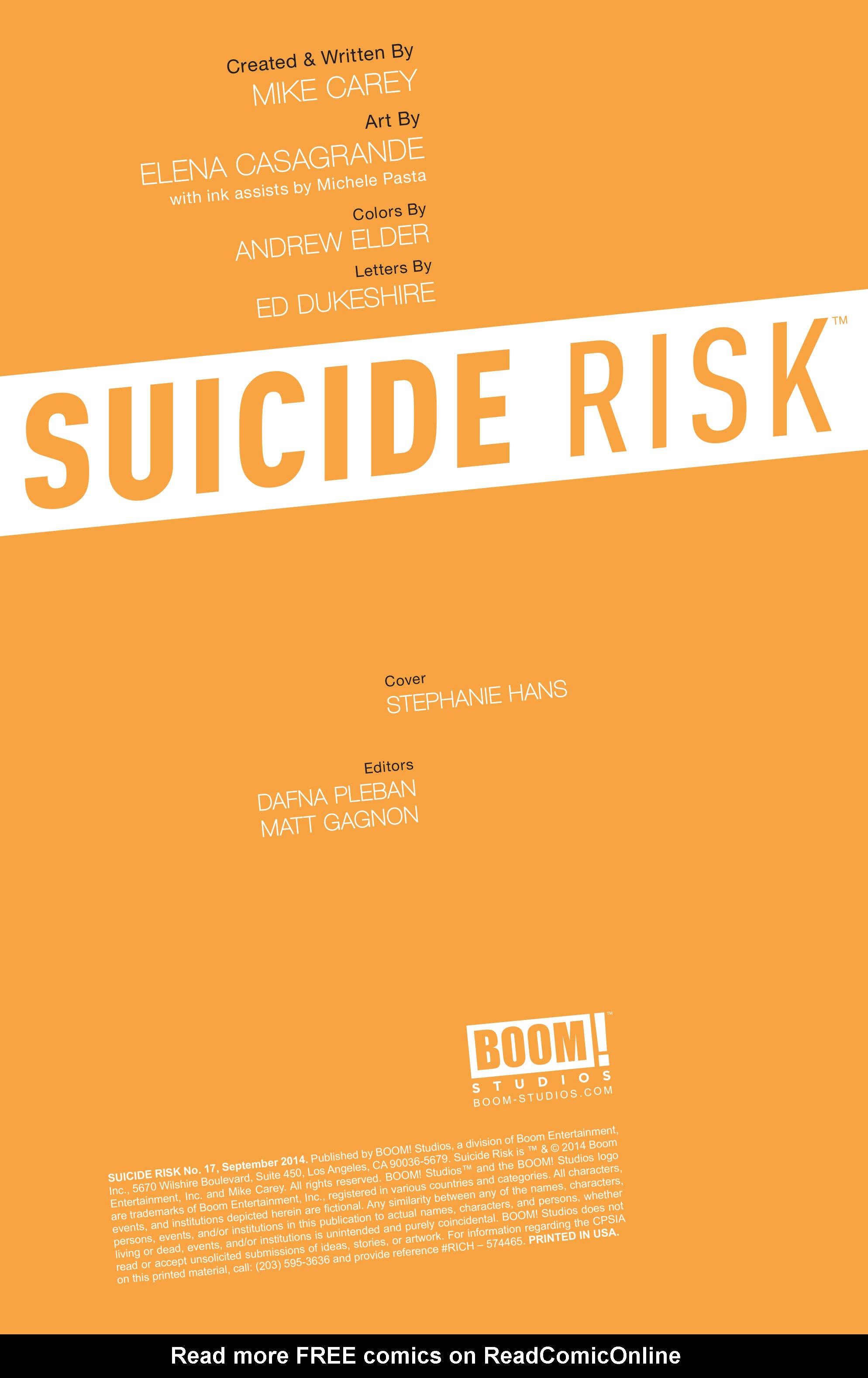 Read online Suicide Risk comic -  Issue #17 - 2