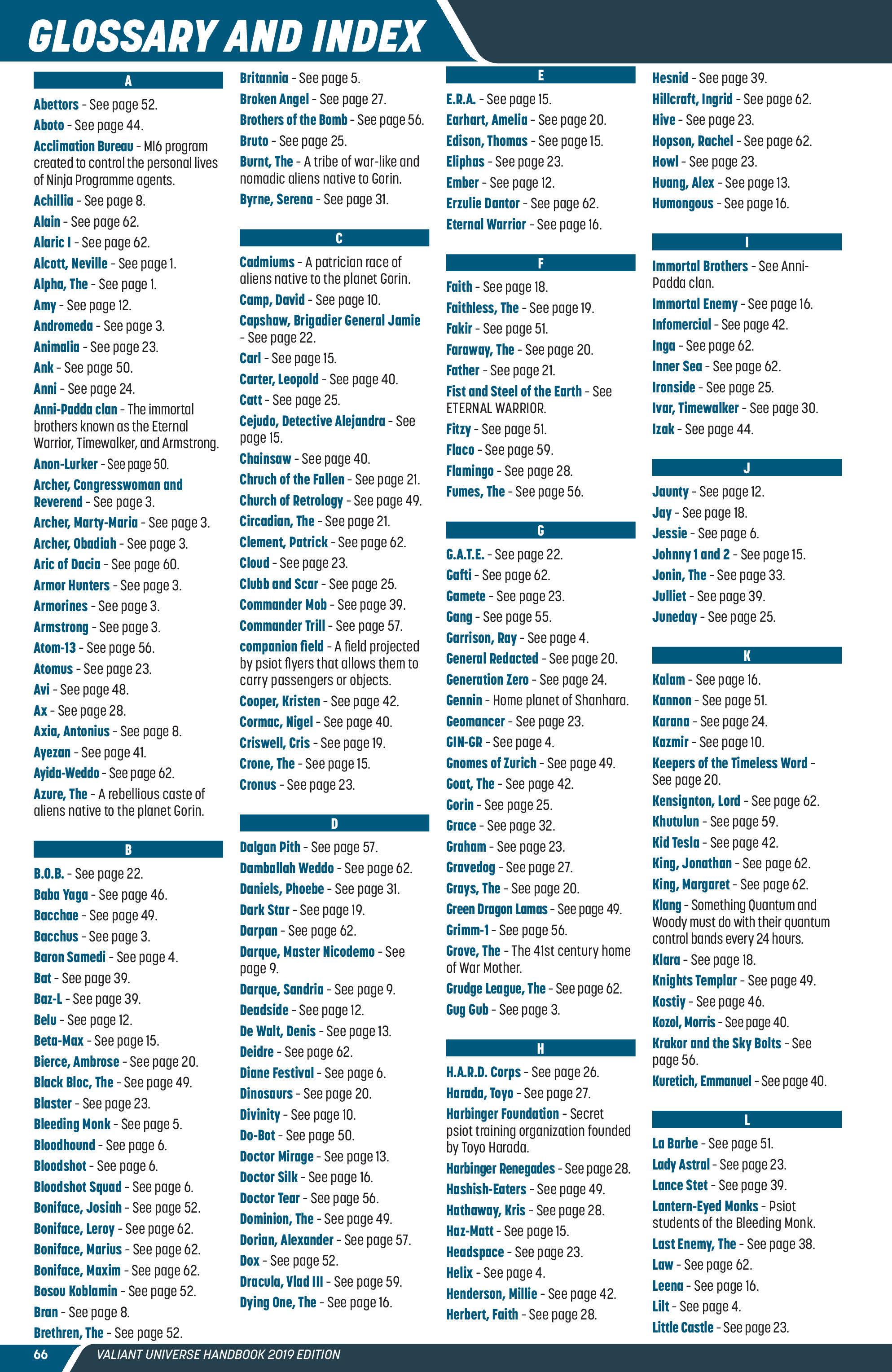 Read online Valiant Universe Handbook 2019 Edition comic -  Issue # Full - 65