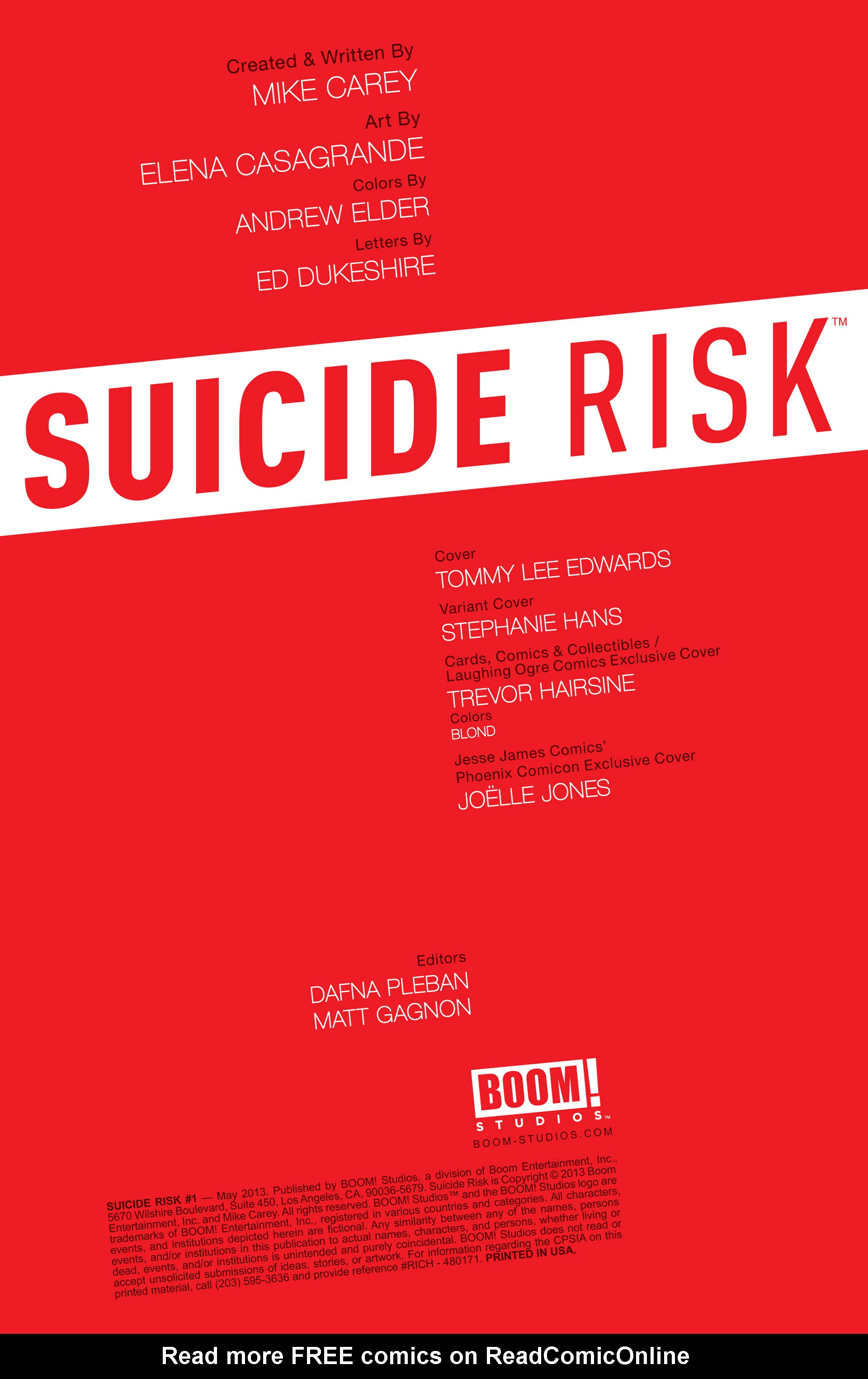 Read online Suicide Risk comic -  Issue #1 - 2