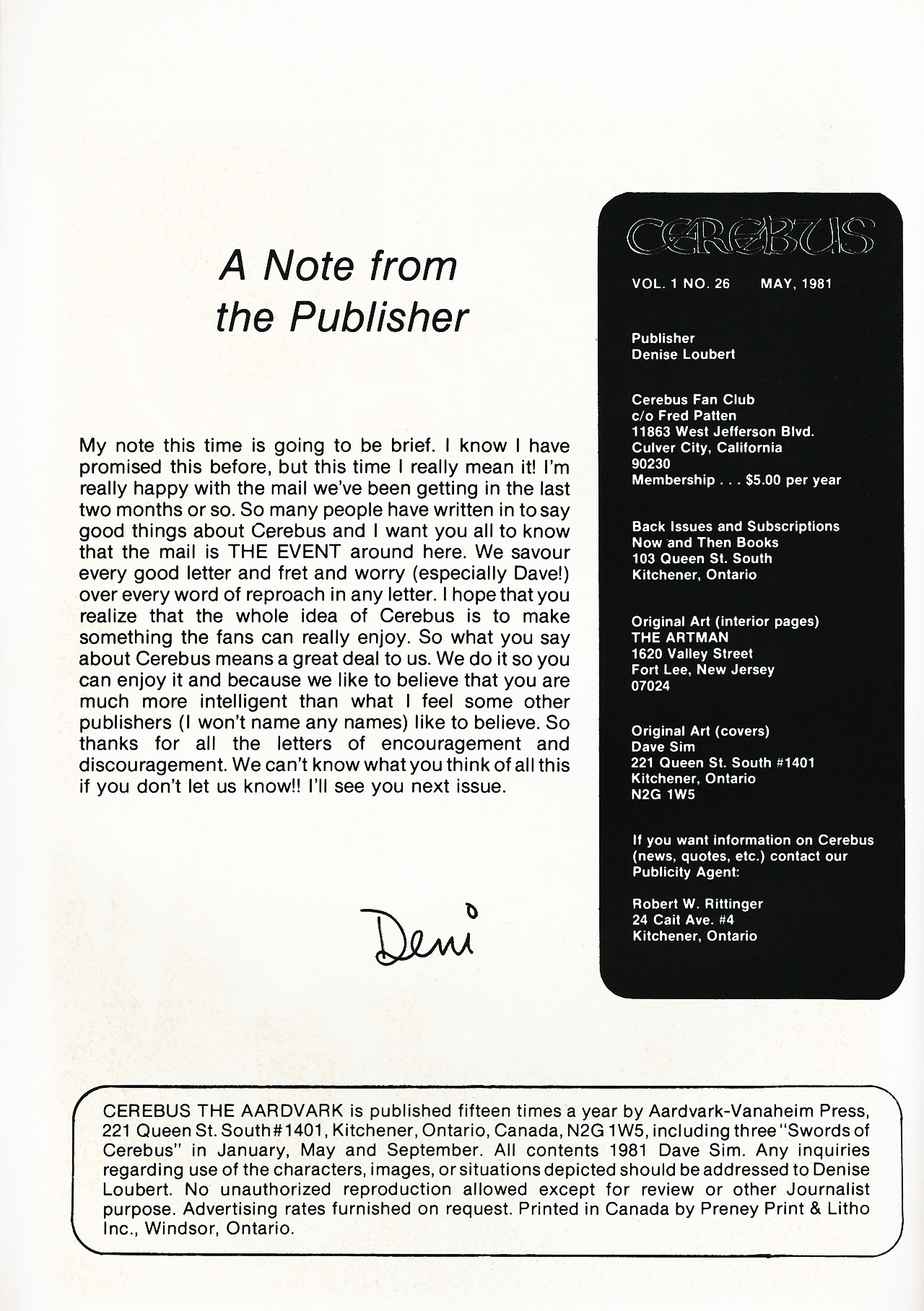 Read online Cerebus comic -  Issue #26 - 2