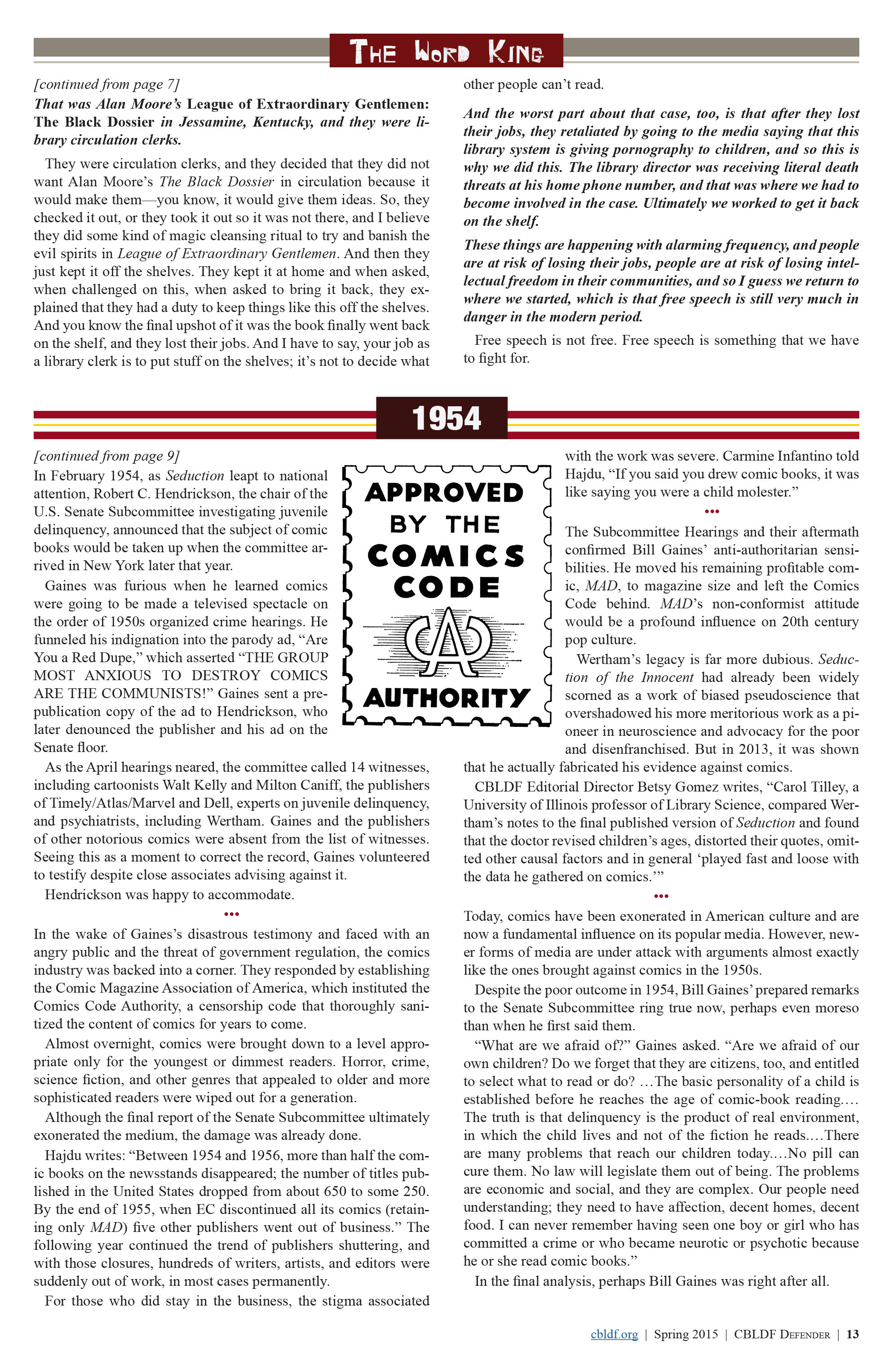 Read online CBLDF Defender comic -  Issue #1 - 13