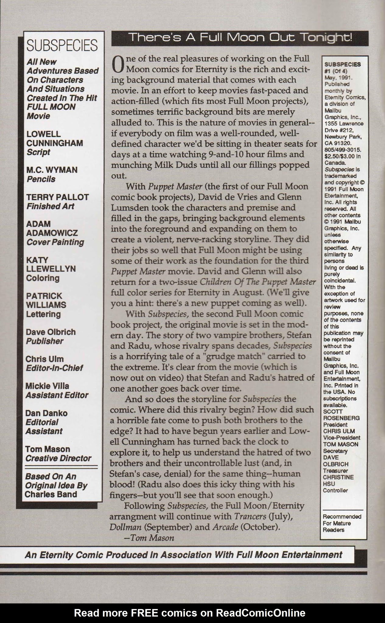 Read online Subspecies (1991) comic -  Issue #1 - 2