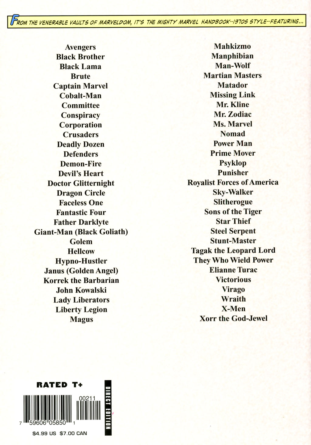 Read online Marvel Legacy: The 1970's Handbook comic -  Issue # Full - 68