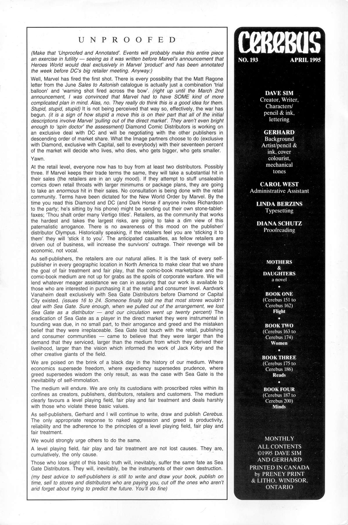Cerebus Issue #193 #192 - English 2